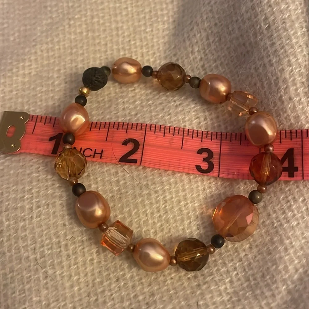 Champagne and brown beaded bracelet